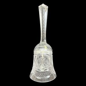 Cut‎ Crystal Glass Bell Etched Floral Star Pattern Clear Decorative Collectible